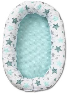 Baby nest multifunctional cu husa detasabila Kidizi All Mint Stars 95x50 cm