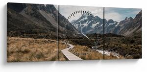 Tablou - Poteca în valea muntelui Mt. Cook (cu ceas) (90x30 cm)
