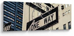 Tablou - New York ONE WAY (cu ceas) (90x30 cm)