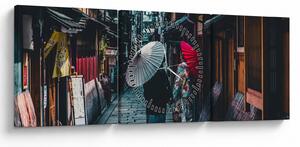 Tablou - Plimbare prin Tokio (cu ceas) (90x30 cm)