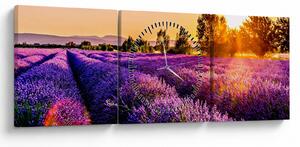 Tablou cu câmp de lavandă, Provincie (cu ceas) (90x30 cm)