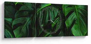 Tablou cu frunze Monstery (cu ceas) (90x30 cm)
