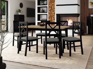 Masă cu 6 scaune Mirjan Amici (stejar artisan + negru + gri). 1070526