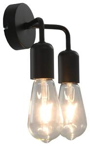 Lampă de perete cu becuri cu filament, 2 W, negru, E27