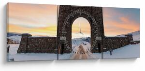 Tablou cu poarta, Yellowstone (cu ceas) (90x30 cm)