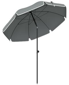 Outsunny Umbrelă de Plajă Inclinabilă cu Ancoră pentru Nisip și Geantă de Transport, Ø150x185 cm, Gri Închis | Aosom Romania