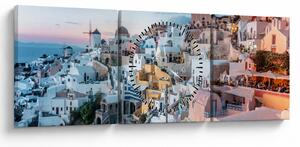 Tablou - Amurg în Santorini (cu ceas) (90x30 cm)