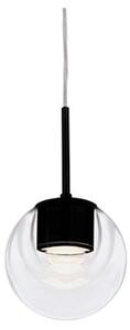 Kdln Lampă suspendată LED Dew, negru, 1 bec, Ø 11 cm, reglabil, Negru, Bucătărie, Sticlă, Design