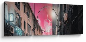 Tablou - Artificii din Marseille (cu ceas) (90x30 cm)