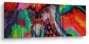 Tablou abstract - culori (cu ceas) (90x30 cm)