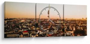 Tablou apusului de soare deasupra orașului Zizkov (cu ceas) (90x30 cm)