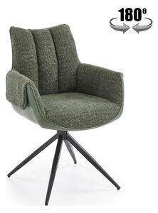 Scaun K579, verde olive/negru, stofa clasica/piele ecologica/otel, 65x