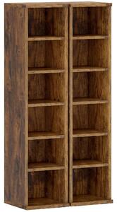 HOMCOM Set de 2 Rafturi pentru 204 CD-uri cu Polițe Ajustabile, 21x22,5x88,5cm, Maro Rustic | Aosom Romania