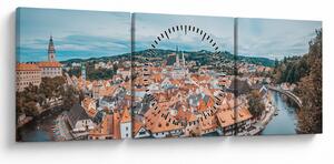 Tablou - Krumlov din Cehia (cu ceas) (90x30 cm)
