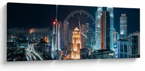Tablou - Noaptea în Kuala Lumpur (cu ceas) (90x30 cm)