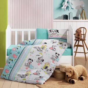 Lenjerie patut bebelusi flanel, cearceaf pilota 100x150cm, Cotton Box, Dalmatieni