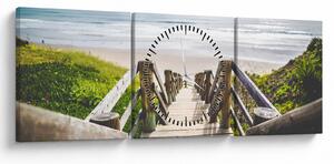 Tablou - Intare pe plaja (cu ceas) (90x30 cm)