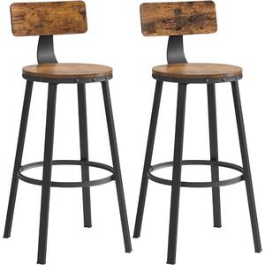 Scaun de bar 2 buc scaune înalte de bucătărie, maro rustic, înălțime șezut 73 cm
