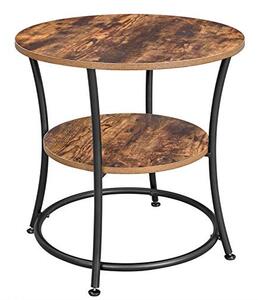 Măsuță depozitare rotundă cu raft, maro rustic 55x55x55cm