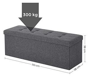 Puf pliabil cu spațiu de depozitare din pânză, gri închis 110x38x38cm