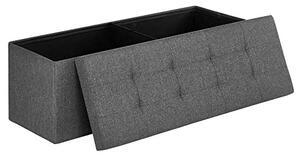 Puf pliabil cu spațiu de depozitare din pânză, gri închis 110x38x38cm