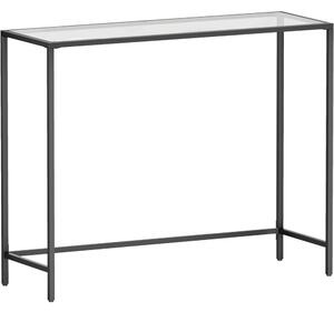 Masă consolă cu blat din sticlă securizată, negru 100x35x80cm