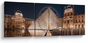 Tablou - Louvre noaptea (cu ceas) (90x30 cm)
