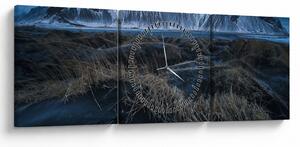 Tablou cu priveliște spre vărfurile Islanda (cu ceas) (90x30 cm)