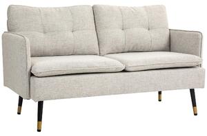 HOMCOM Divano 2 Posti in Tessuto Effetto Lino con Braccioli e Cuscini Imbottiti, Divanetto 2 Posti Moderno con Gambe in Acciaio, per Ufficio, Soggiorno, Salotto e Camera da Letto, 139x68x80 cm, Crema | Aosom Romania