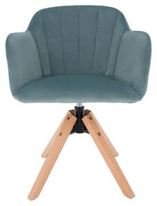 Scaun rotativ DALIO, verde menta/fag, stofa catifelata/lemn, 58x62x83