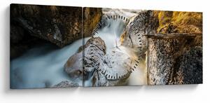 Tablou - Râul din pădure (cu ceas) (90x30 cm)