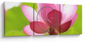Tablou cu flori de lotus (cu ceas) (90x30 cm)