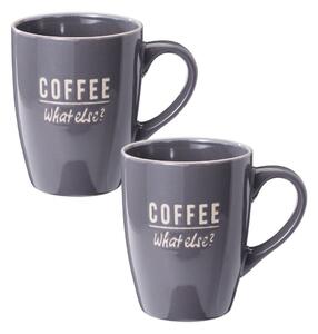 Set 2 căni Excellent Houseware, 340 ml, ceramică, „COFFEE – What else?”