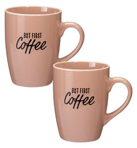 Set 2 căni Excellent Houseware, 340 ml, ceramică, „BUT FIRST Coffee”