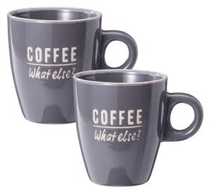 Set 2 căni Excellent Houseware, 220 ml, ceramică, „COFFEE – What else?”