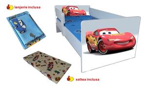 Pat copii Cars,saltea cadou,lenjerie inclusa