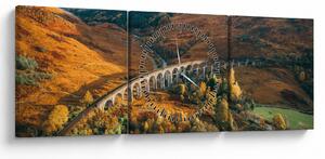 Tablou cu pod în valea din Scoția (cu ceas) (90x30 cm)