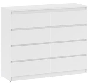 HOMCOM Comodă 8 Sertare cu Mânere Canelate 120x39x100 cm Alb | Aosom Romania