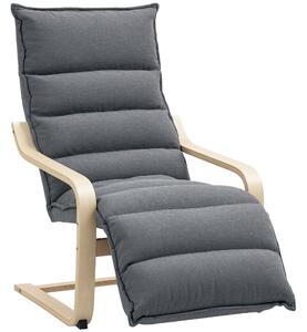 HOMCOM Fotoliu Ergonomic Lemn și Catifea Suport pentru Picioare Reglabil Gri Închis | Aosom Romania
