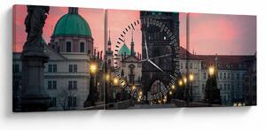 Tablou - Pe podul lui Carol,Praga (cu ceas) (90x30 cm)