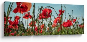 Tablou - Pe câmpul cu maci (cu ceas) (90x30 cm)