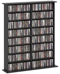 HOMCOM Mobilier Bibliotecă cu 16 Rafturi pentru 720 CD-uri din Lemn 106.5x24x123.7 cm Negru | Aosom Romania