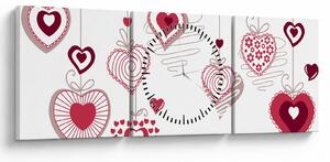 Tablou cu inimiore pictate (cu ceas) (90x30 cm)