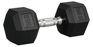 HOMCOM Ganteră de 12.5 kg Hexagonală Unică cu Mâner Antiderapant Negru | Aosom Romania