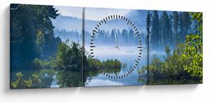 Tablou cu lac montan (cu ceas) (90x30 cm)