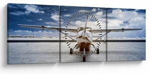 Tablou cu aeroplan cu motor (cu ceas) (90x30 cm)