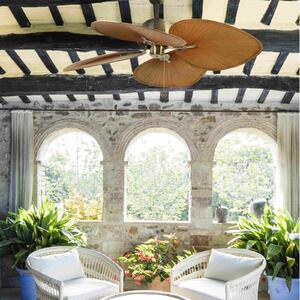 FARO BARCELONA Ventilator de tavan Cuba L, Ø 132 cm, cu patru pale, auriu vechi, Auriu / Alamă, Camera de zi / sufragerie, Plastic