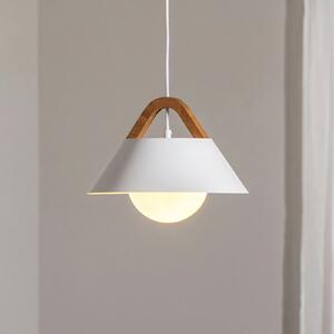 Luminex Lampă suspendată Funda, albă, Ø 30 cm, 1 bec, metal/sticlă, reglabil, Alb, Camera de zi / sufragerie, Metal, Modern