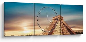 Tablou - Monumente renumite maiașe (cu ceas) (90x30 cm)