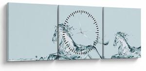 Tablou - Cai din picături de apă (cu ceas) (90x30 cm)